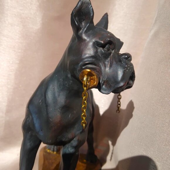 Faux Bronzed Heavy Duty Poly Resin Playful Boxer Sculpture - Picture 5 of 10